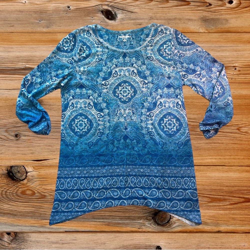 Kim Rogers Medium Blue Paisley Tunic Blouse